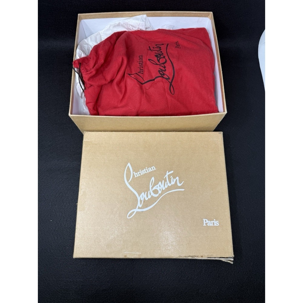 Christian Louboutin Black Lace Glitter Peep Toe Heels Red Bottom Pumps EU 39 - Picture 10 of 10